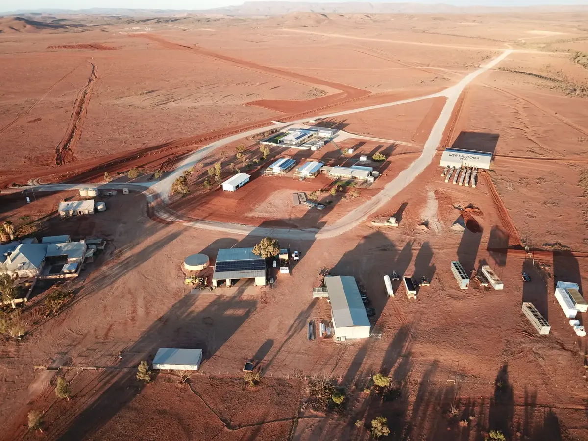 Aerial view of Wertaloona Station and its off-grid solar power system in South Australia