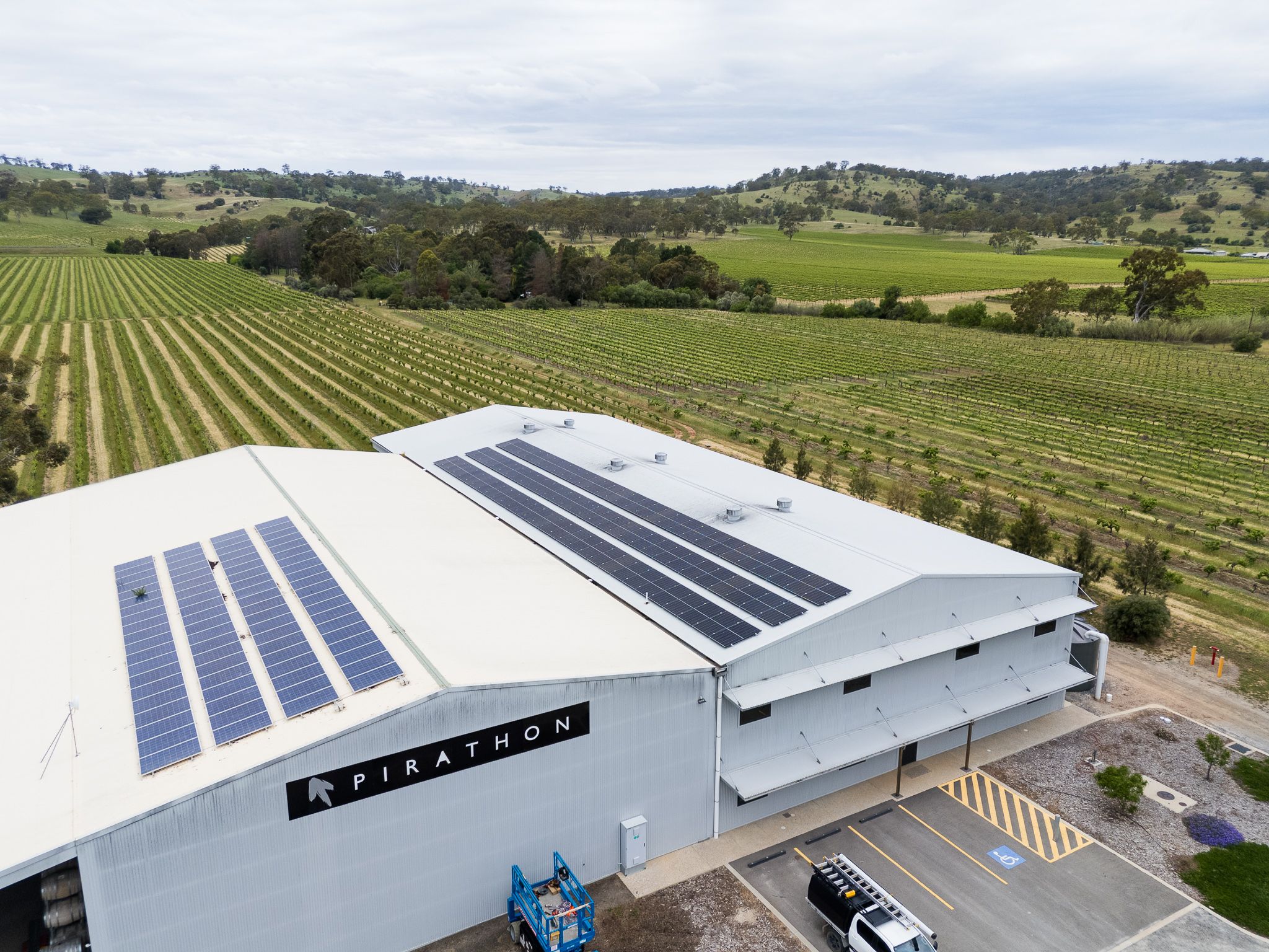 commercial solar and battery system at pirathon wines barossa valley