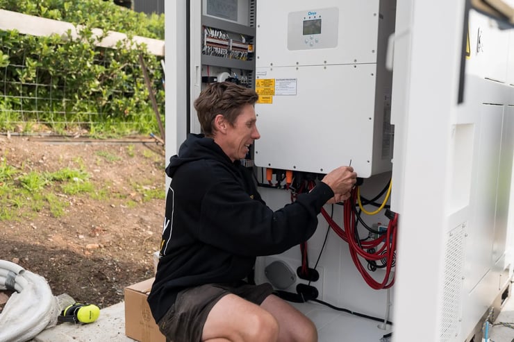 myenergy team member installing a deye all in one solar and battery system