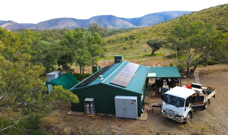 off grid power system aerial view nepabunna community south australia