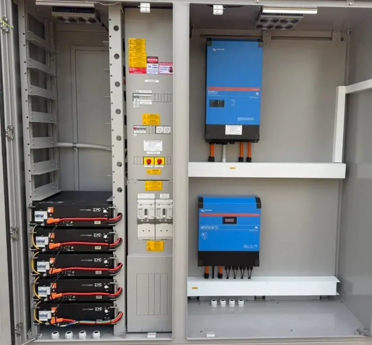 inside off grid power system cabinet nepabunna community