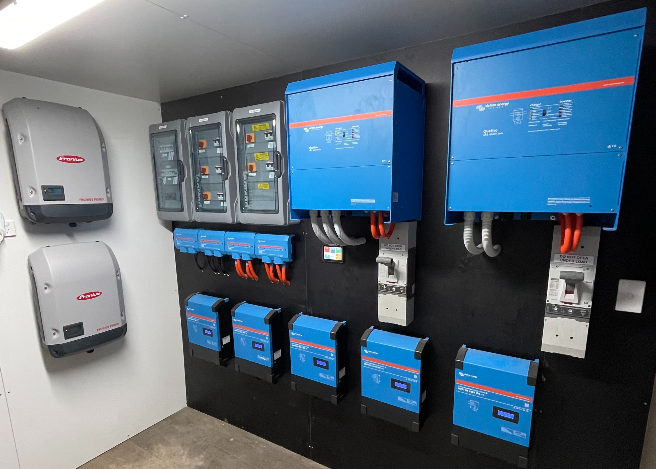 off grid power system featuring victron technology and fronius inverters shipping container