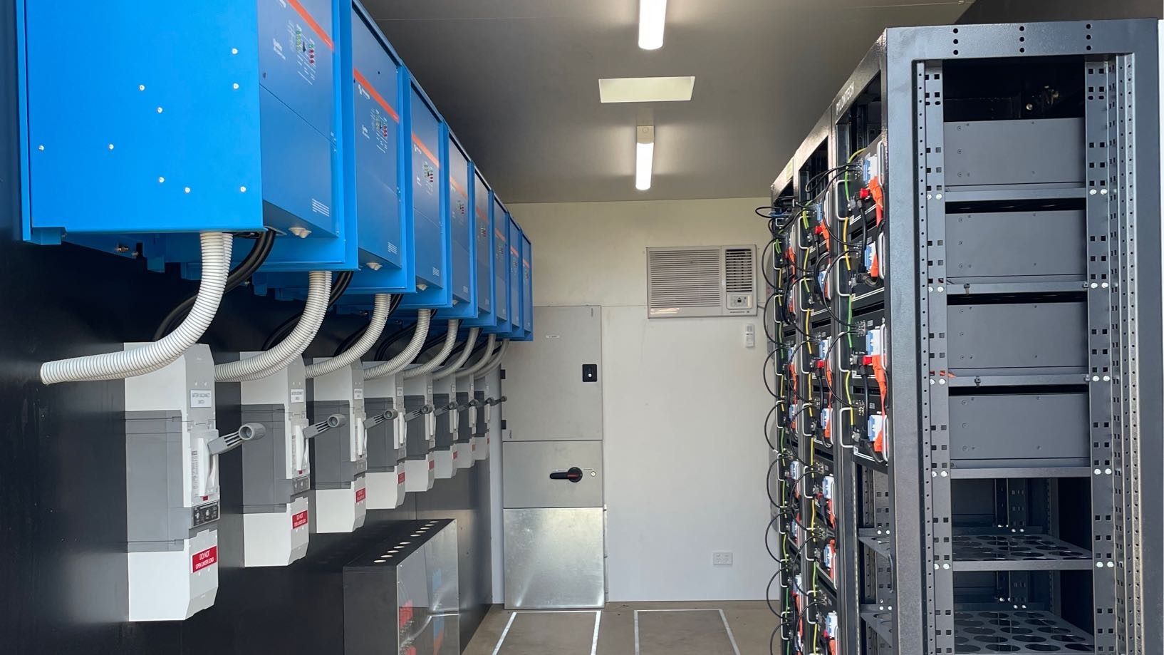 off grid power system shipping container featuring victron inverters