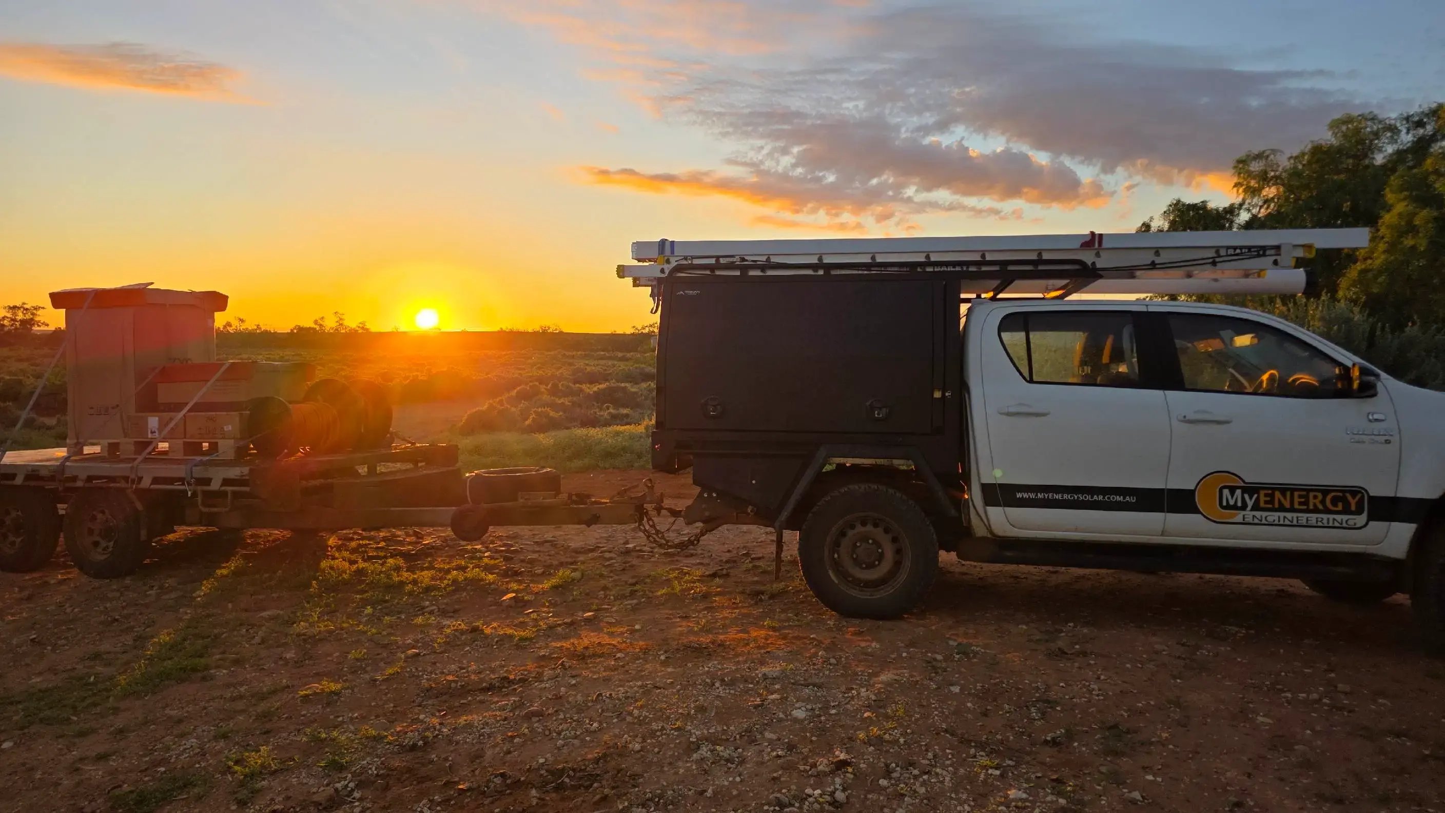 myenergy car sunset at south gap station south australia