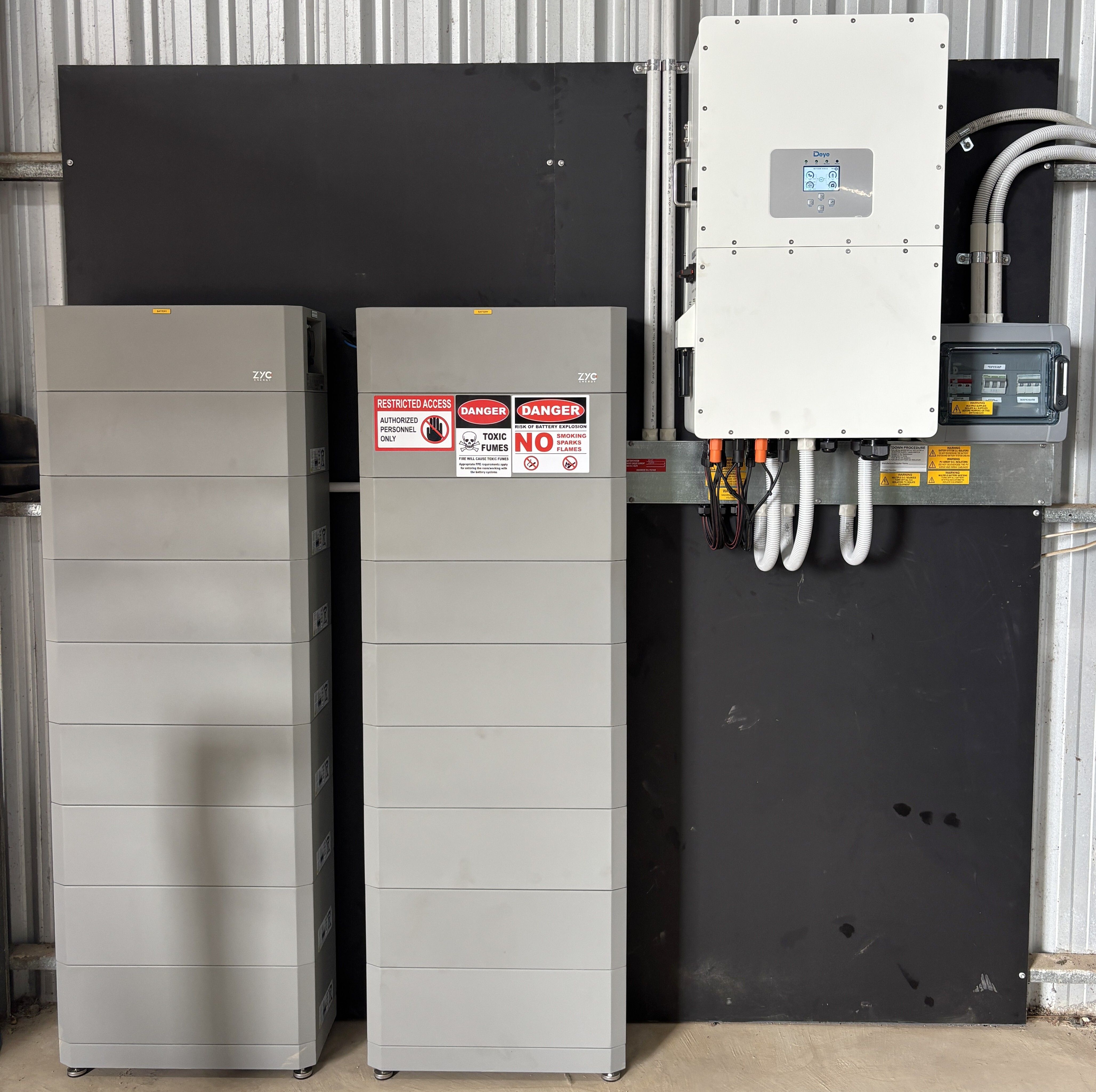 commercial solar and battery system featuring deye and zyc batteries
