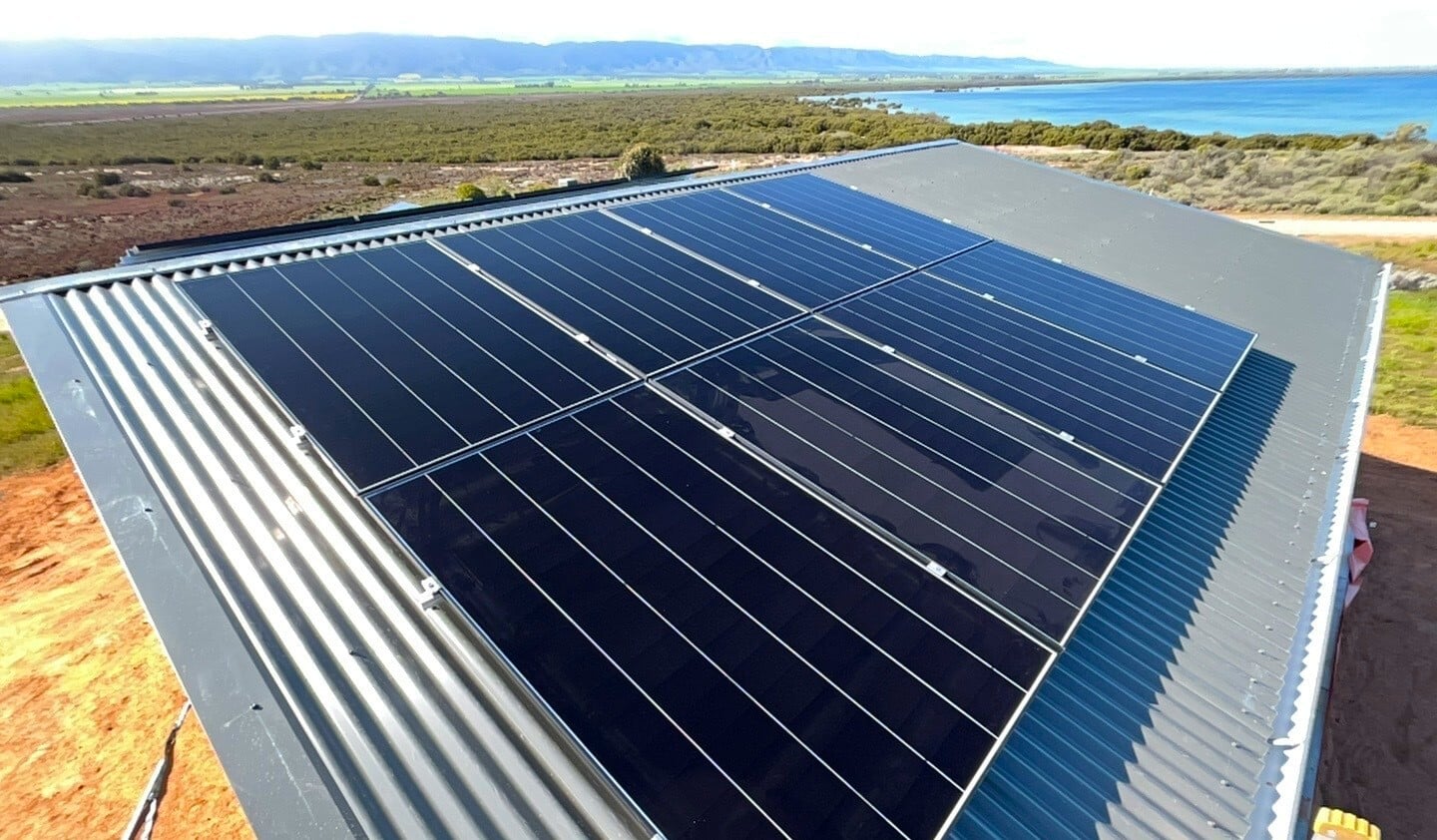 off grid power system panel array weeroona island south australia