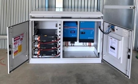 commercial off grid power system built in a custom cabinet