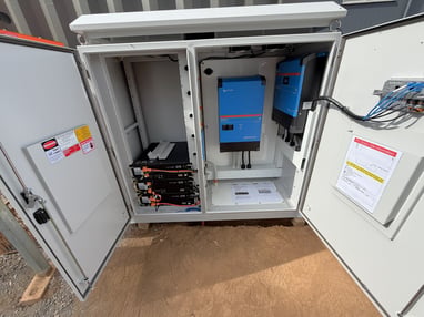 off grid power system built in a protective cabinet