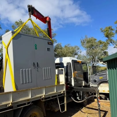 off grid system cabinet on truck nepabunna community