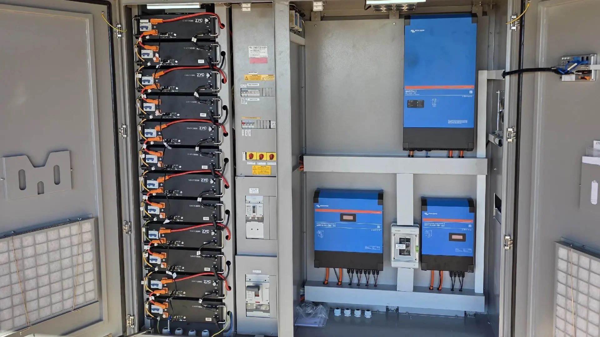 power cabinet with victron products and zyc batteries