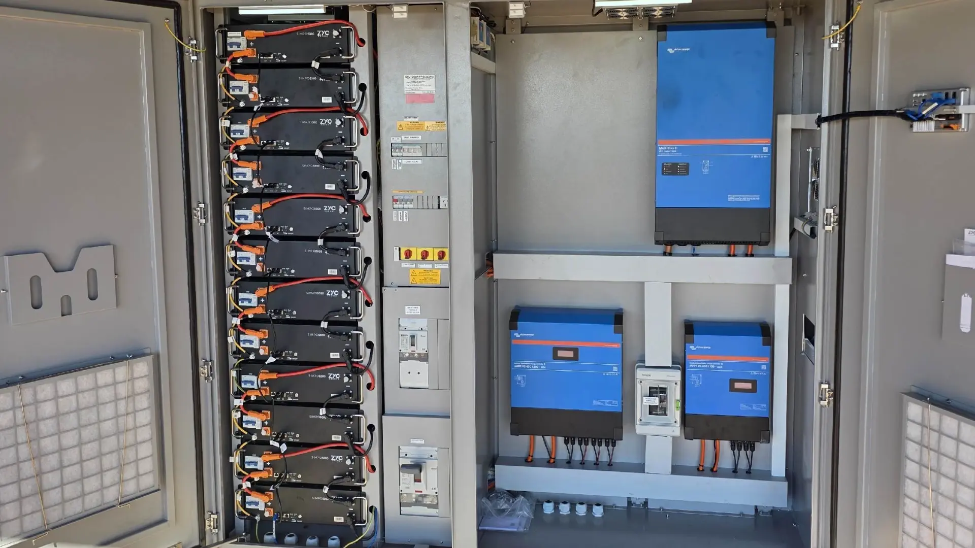power cabinet with victron products and zyc batteries